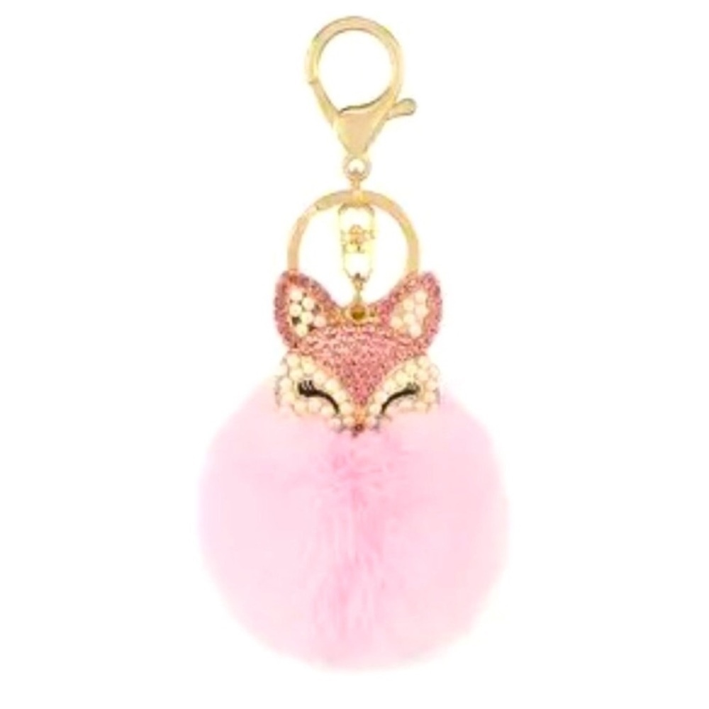 FOX PINK FOXY Pom Pom Keychain Bag Charm